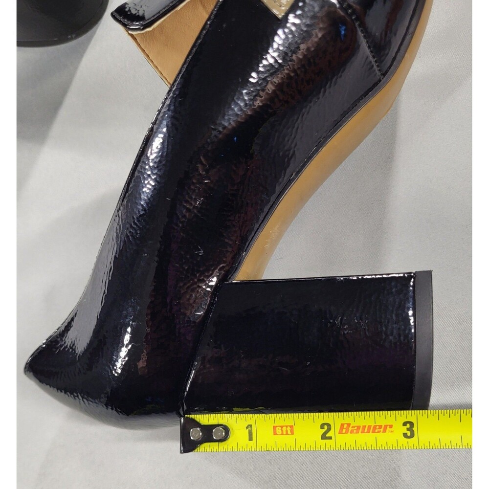 Franco Sarto Kaylee Patent Loafer Pumps Black Taupe Block Heel Square Toe Sz 10M - Picture 5 of 13